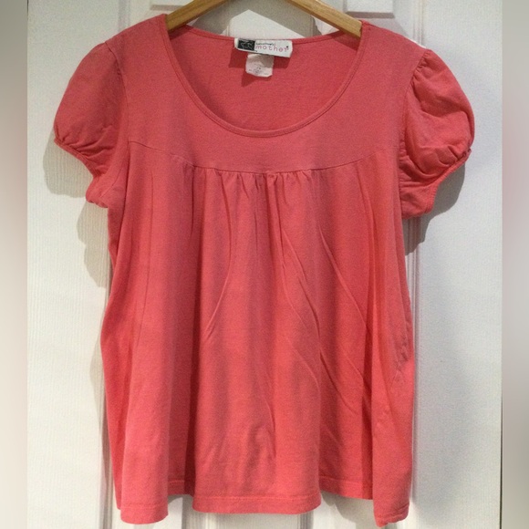 Tomorrow’s Mother Tops - Tomorrow’s Mother Pink Puff Sleeve Cotton Blouse